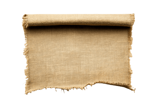 Burlap fabric rolled on a transparent background png