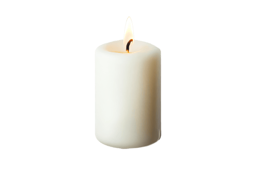 Elegant white candle with glowing flame on transparent background png
