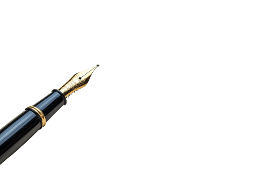 Elegant fountain pen poised for writing on transparent background png