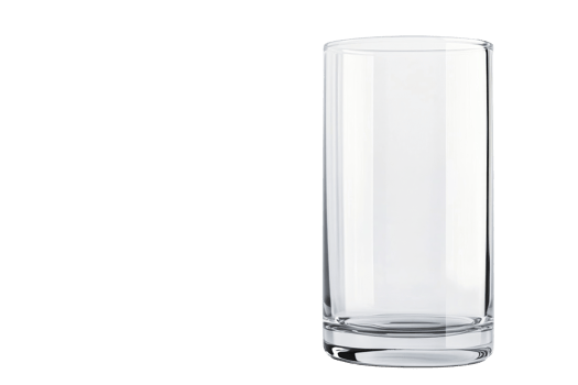 Tall clear glass with transparent background for various uses png