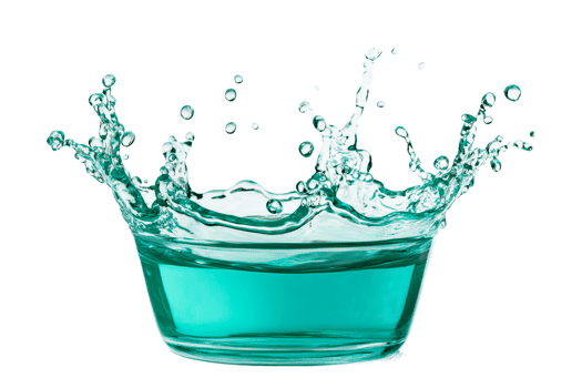 Water splash creating dynamic droplets in a bowl png