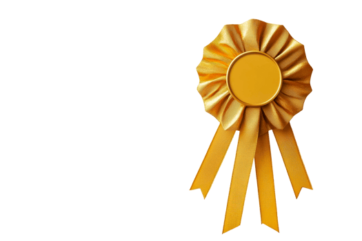 Award ribbon in gold with a smooth surface and flowing ribbons png