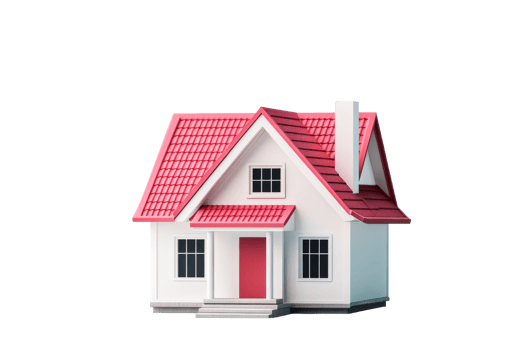 Charming small house model with red roof and white walls png
