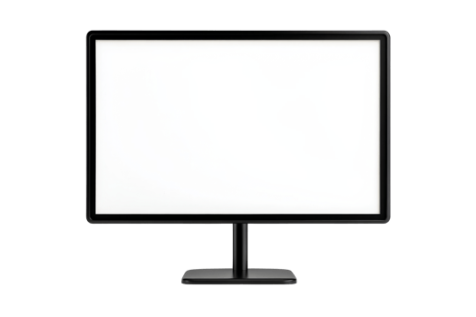Blank monitor on a black stand with clear background png