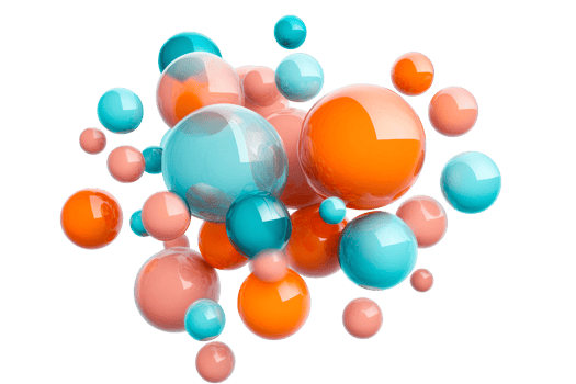 Colorful spheres in varying sizes against a transparent background png
