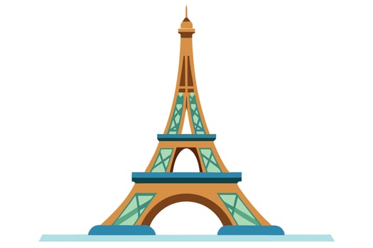 A Flat Illustration of the Eiffel Tower in Cartoon Style vector