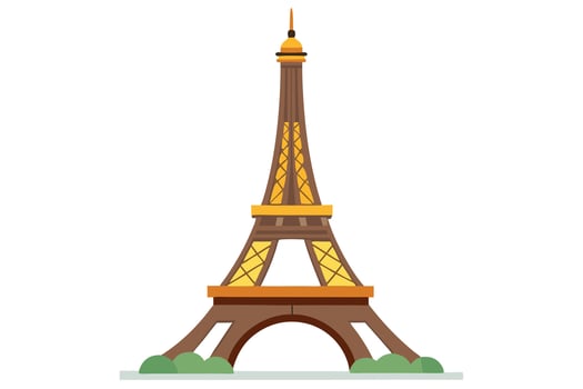 Flat illustration of the Eiffel Tower in Paris, France. vector