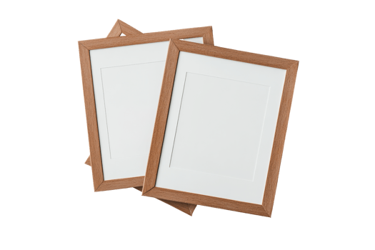 Framed blank canvas for artwork display on transparent background png