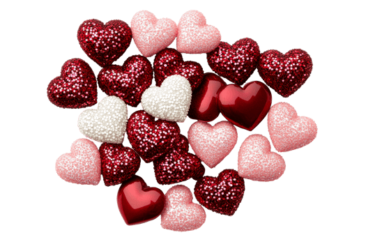 Colorful heart shaped decorations for celebrations and events png