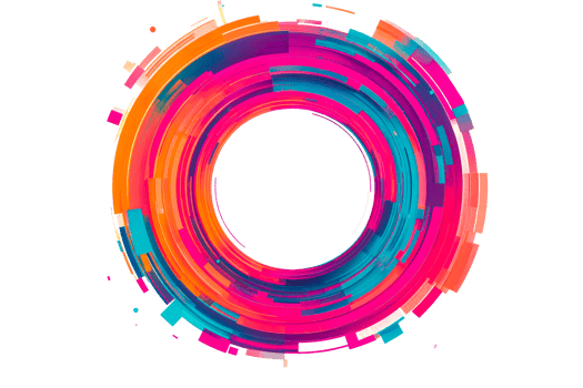 Colorful abstract circular design with vibrant patterns and shapes png