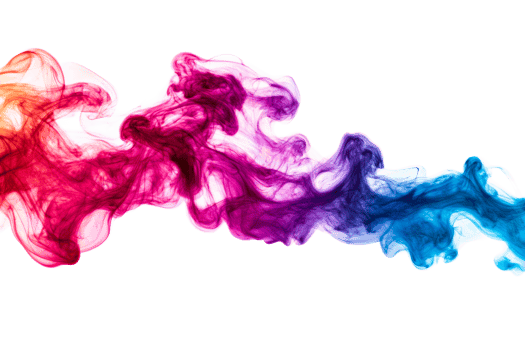 Colorful smoke trail with vibrant gradients, artistic flow, cut out transparent png