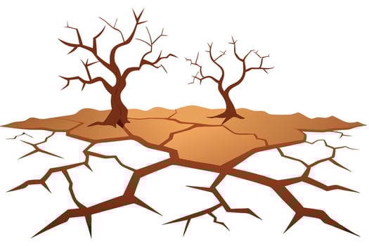Desolate landscape A barren, cracked earth symbolizes drought. vector