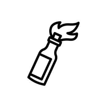 Molotov Cocktail Icon in Outline Style with Bottle and Flame vector