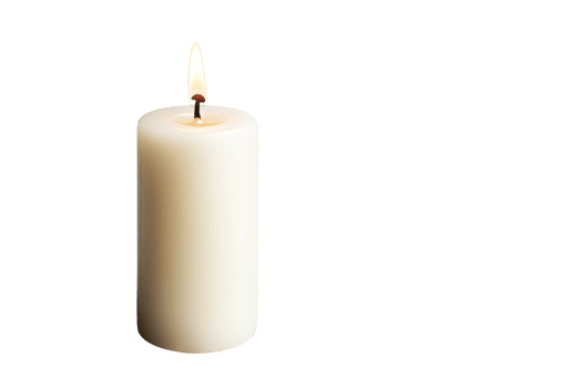 Burning wax candle flame with dark background, cut out transparent png
