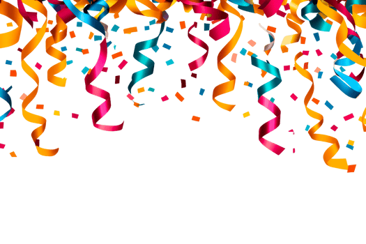Festive Colorful Streamers and Confetti Celebration, cut out transparent png