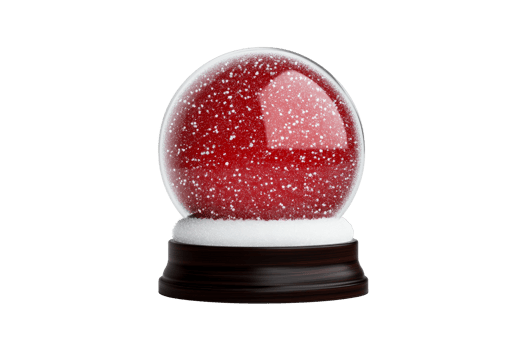 Red snow globe with falling snow, festive decoration, transparent cut out png
