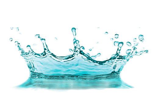 Turquoise water splash crown, droplets and ripples, isolated element, cut out transparent png