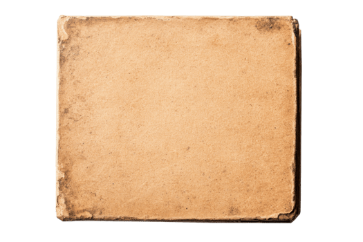 Aged paper texture with worn edges, cutout transparent png
