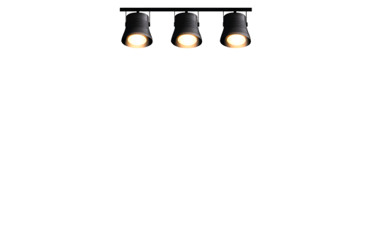 Three light sources on the black background, cut out transparent png