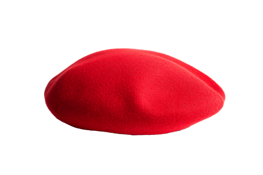 Red beret, soft headgear, artist apparel, fashion accessory, cut out transparent png