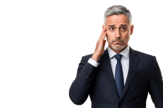 Thoughtful Businessman with Gray Hair Poses, cut out transparent png