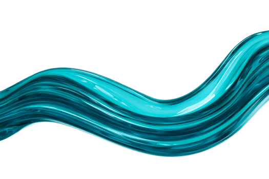 Blue fluid glossy wave shape abstraction, curve swirl ripple form, cut out transparent png