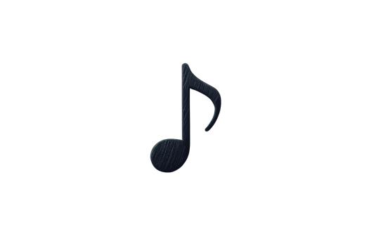 Musical note symbol, textured surface, elegant design, cut out transparent png