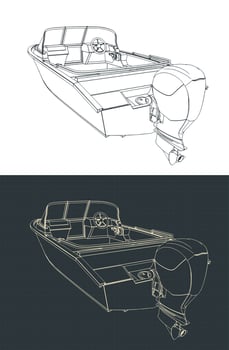 Motor boat drawings vector