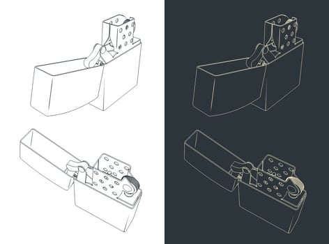 Classic petrol lighter sketches vector