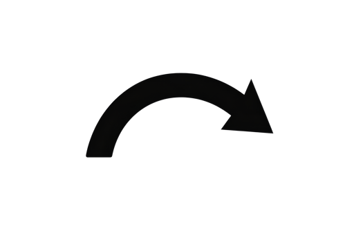 Turn symbol as curved arrow, direction indicator , cut out transparent png