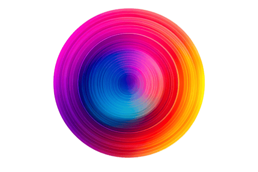 Abstract colorful concentric circles design, cut out transparent png