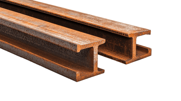 Rusty I-Beams on Black Background, Steel Construction, Metal, Cut Out Transparent png
