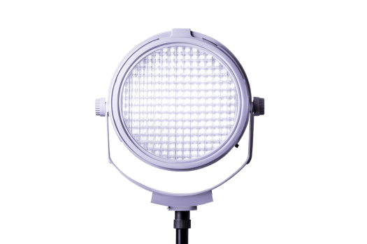 Studio LED light projector on black background, cut out transparent png