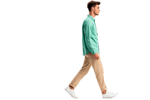 Young man in casual wear walking, isolated, cut out transparent png