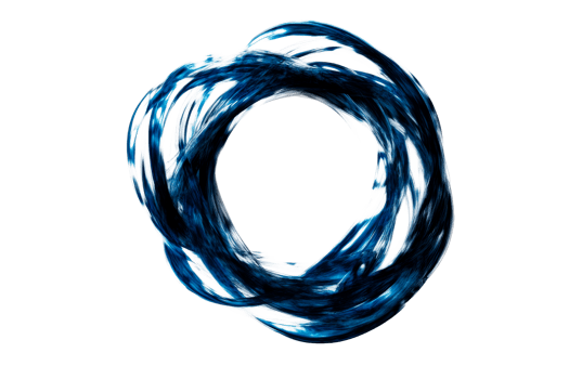 Artistic ring element with blue and white brushstrokes, cut out transparent png