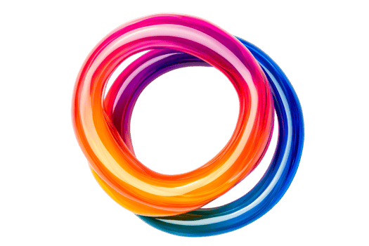 Abstract multicolored twisted torus shape, creative graphic element, cut out transparent png