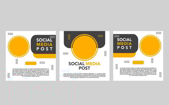 yellow, black and white social media post template design for promotion. vector