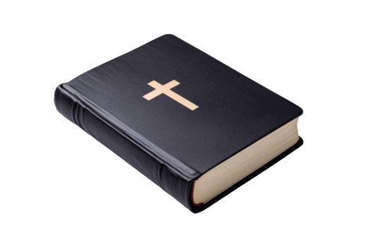 Black leather bound book with a cross design png