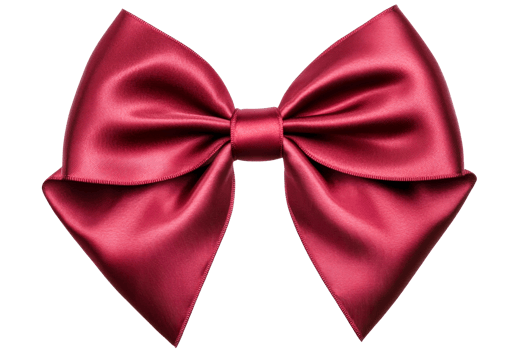 Elegant burgundy satin bow with a smooth finish png