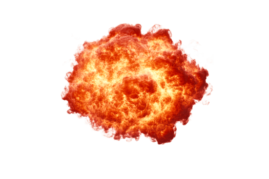Explosive fireball with intense flames and smoke png