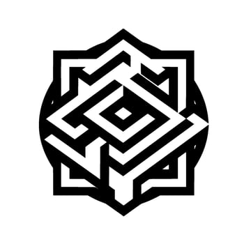 Geometric Black White StarShaped Optical Illusion, Integrated with a Circle, on a White Background. vector