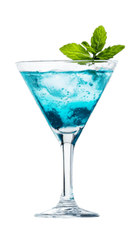 Refreshing blue cocktail with mint garnish png