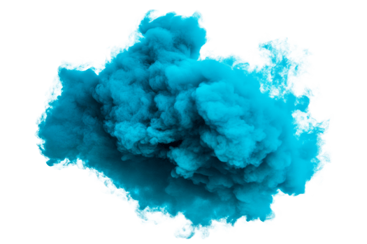 Bright blue smoke cloud on transparent background png