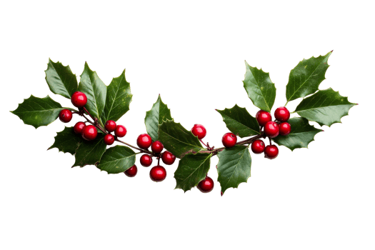 Holly branch with vibrant red berries and leaves png