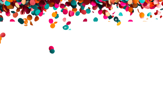 Colorful confetti on clear backdrop png