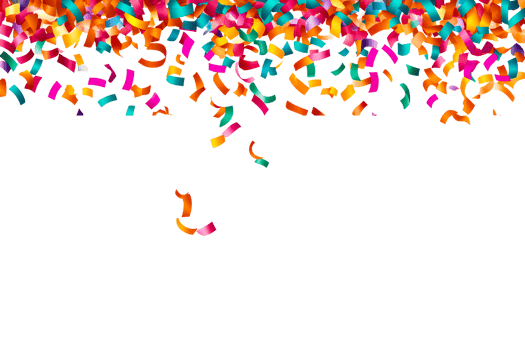 Colorful confetti raining down for celebration png