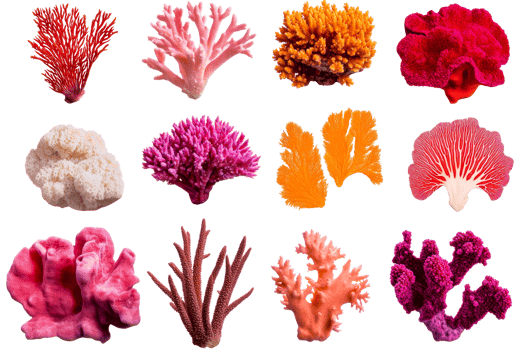 Colorful coral varieties in marine environment png