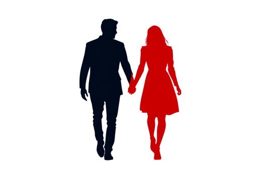 Couple walking hand in hand with vibrant colors png