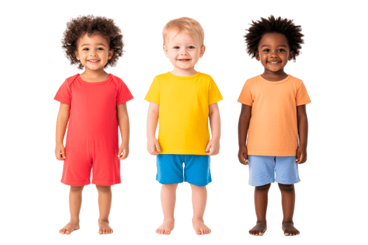Kids in bright summer outfits playing png