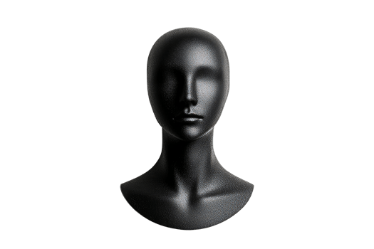 Smooth black mannequin head for display png
